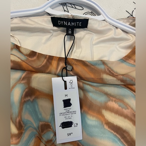 New Dynamite long sleeve mini mesh dress - Picture 2 of 2